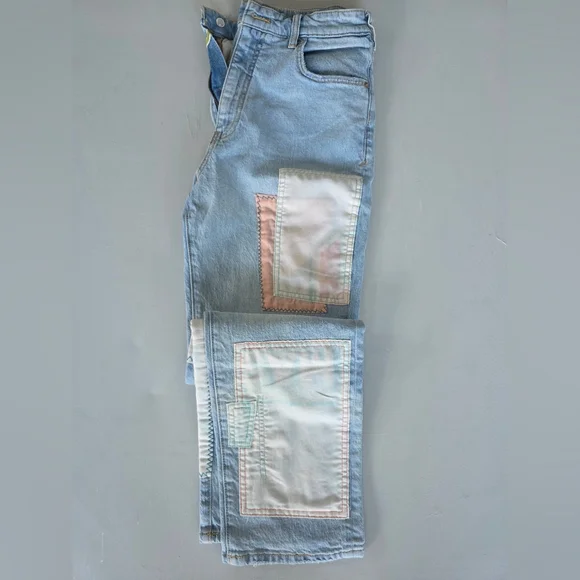 Patchwork Jeans 27 High Rise Light Wash Anthropologie - Picture 5 of 8